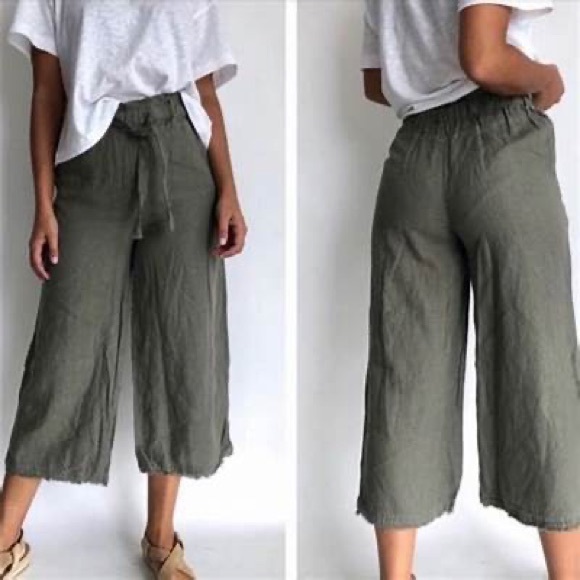 cloth & stone Pants - Cloth & Stone wide leg cropped pants